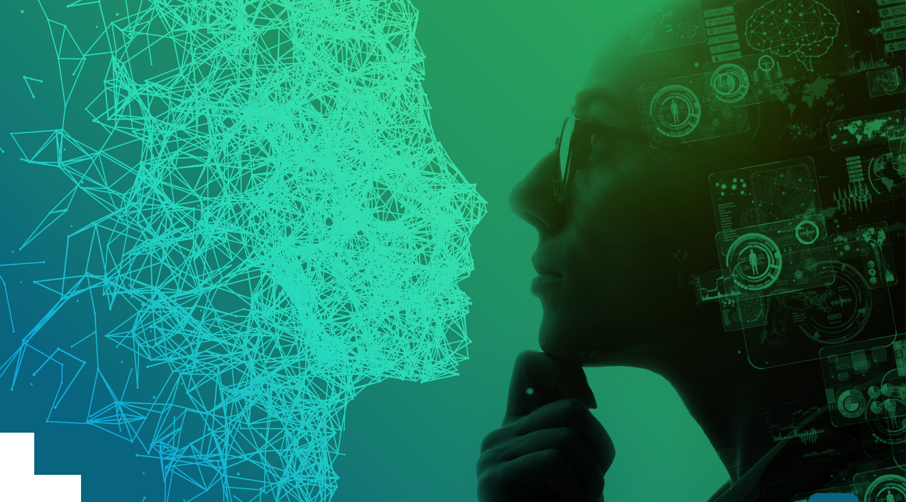 Zwei Personen die über Business Intelligence nachdenken
